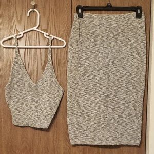 Two Piece Pencil Skirt Crop Top Set